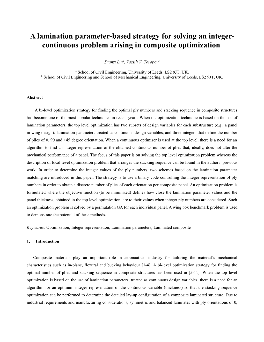 Two Optimization Strategies for Stacking Sequence of Laminated Composite Materials With