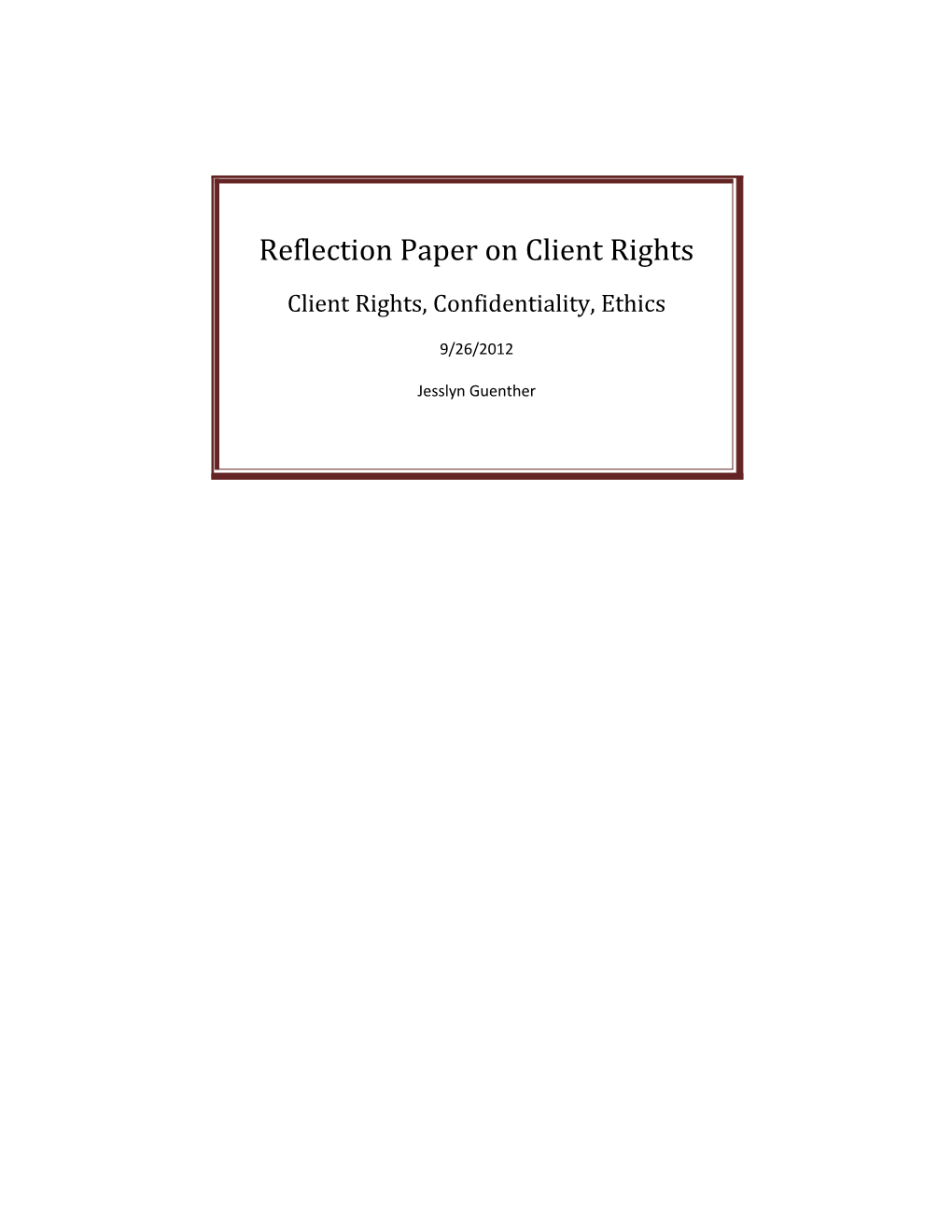 Reflection Paper on Client Rights s1
