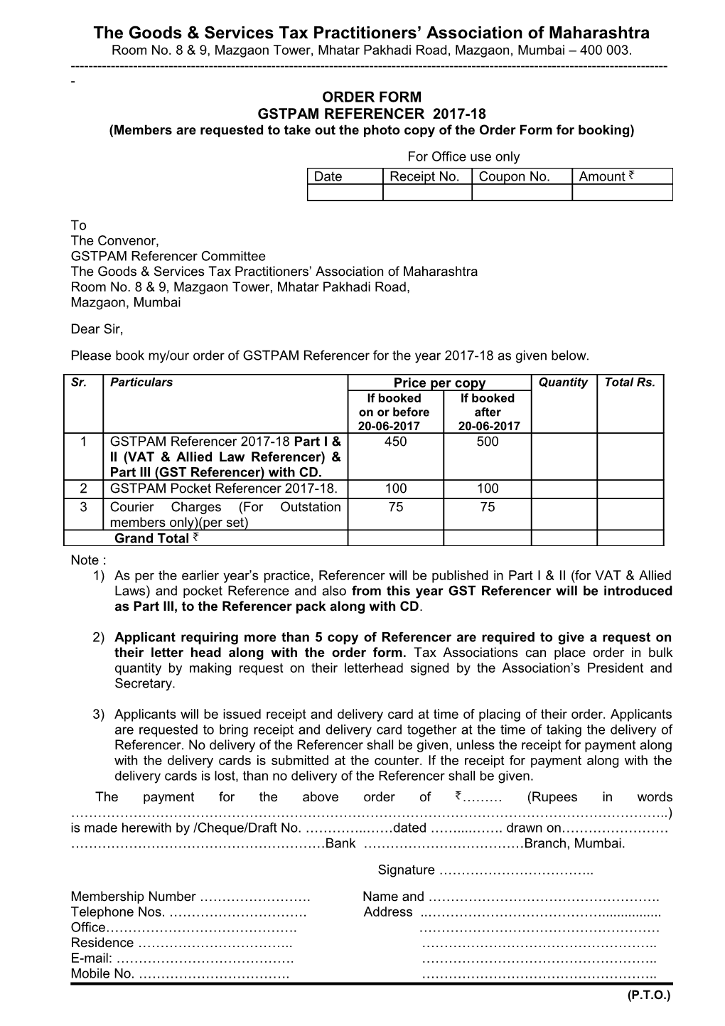 The Goods & Services Tax Practitioners Association of Maharashtra