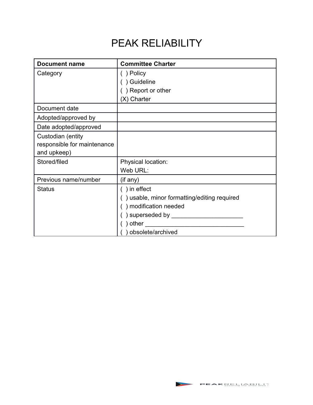 Draft Scope Statement WIT User Group Peakrc