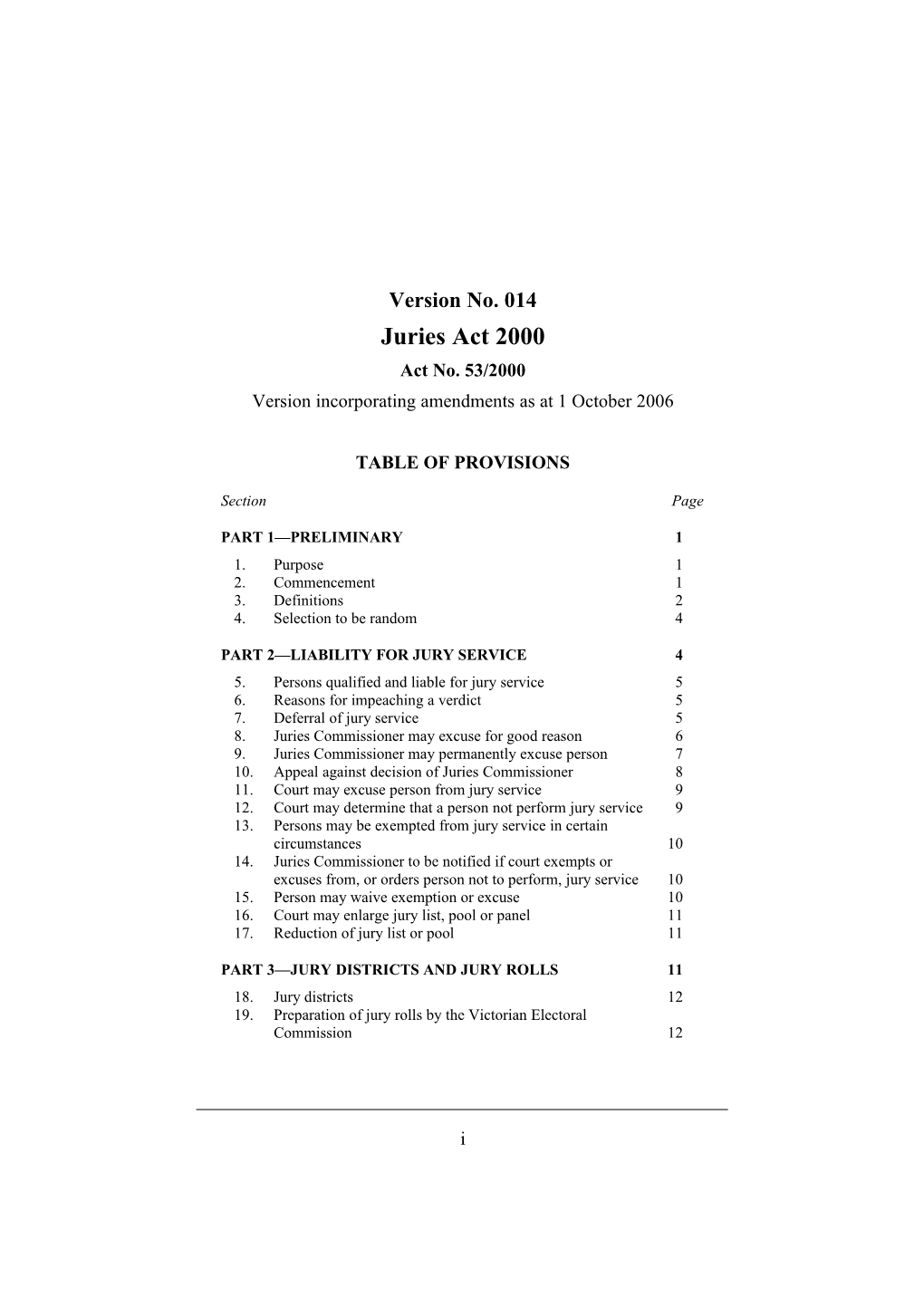 Version Incorporating Amendments As at 1 October 2006