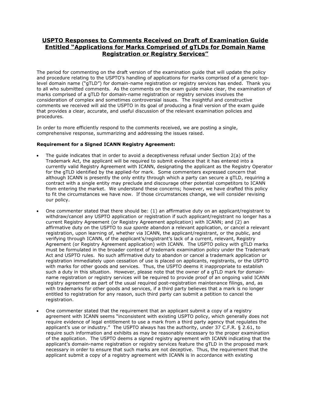 Requirement for a Signed ICANN Registry Agreement