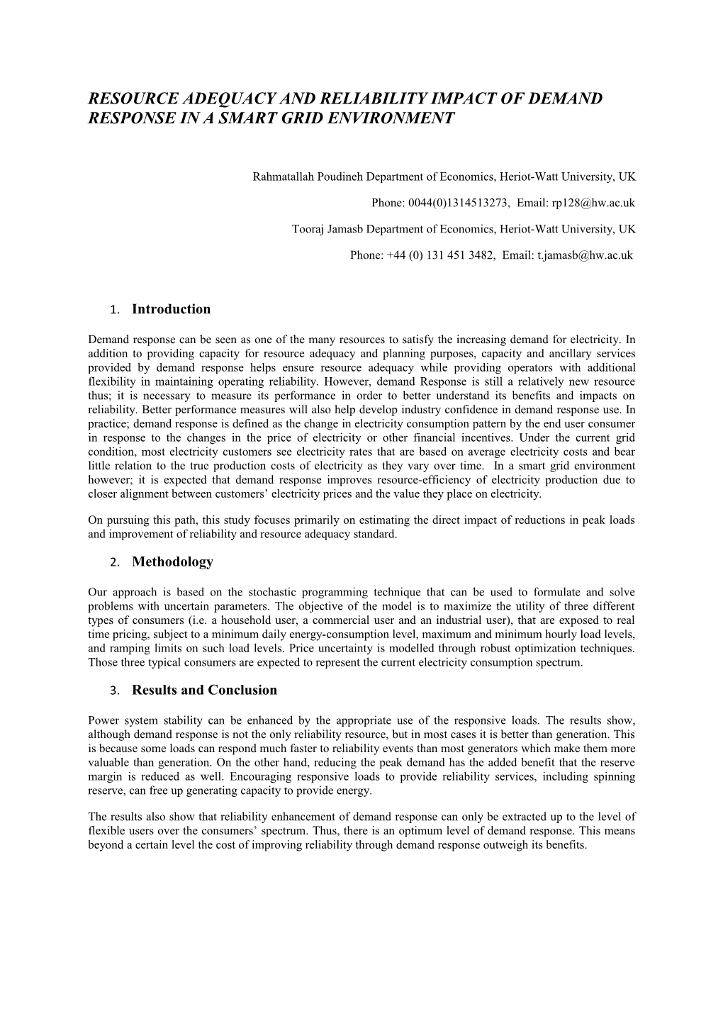 Resource Adequacy and Reliability Impact of Demand Response in a Smart Grid Environment