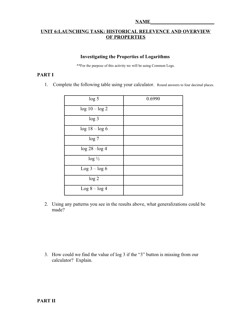 Unit 6:Launching Task: Historical Relevence and Overview of Properties