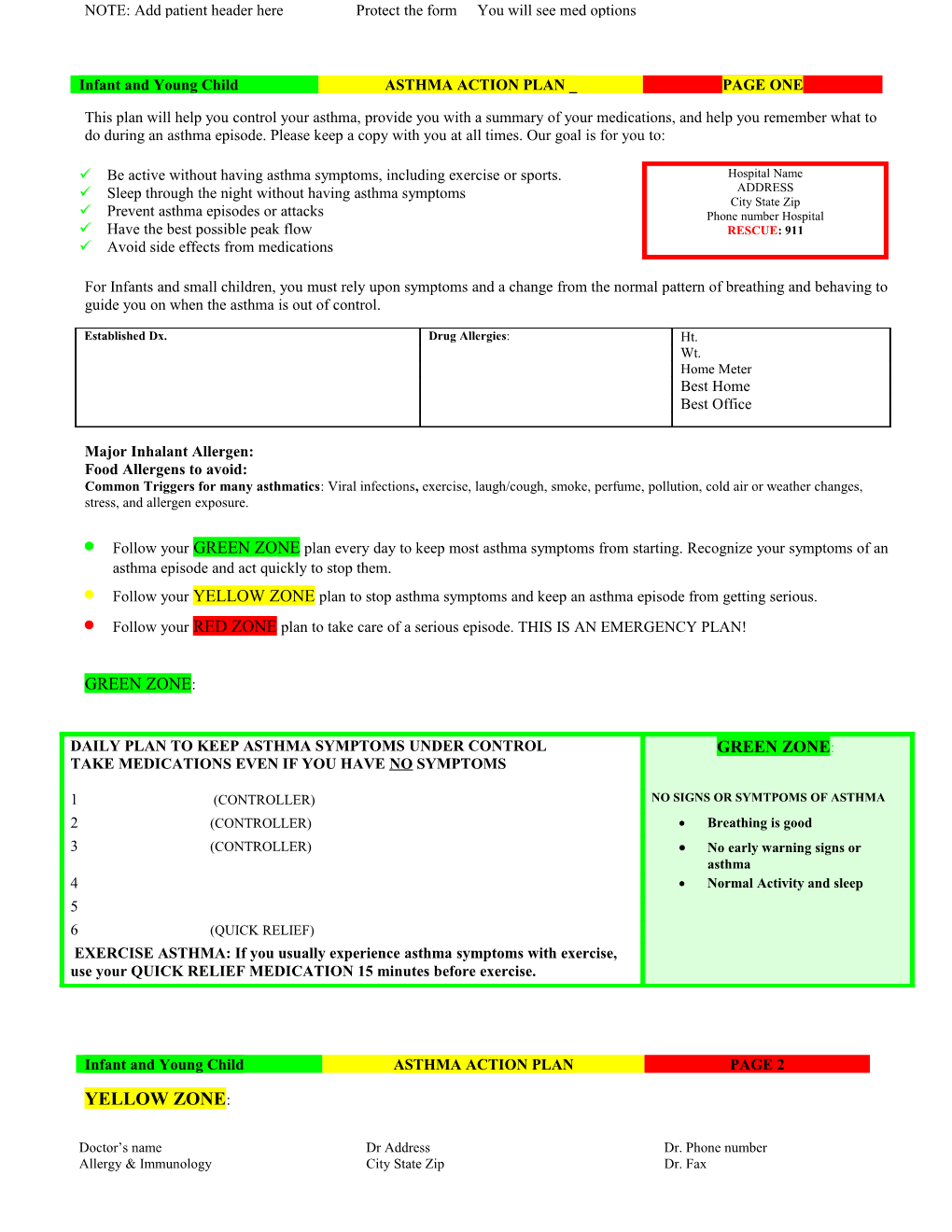 Asthma Action Plan