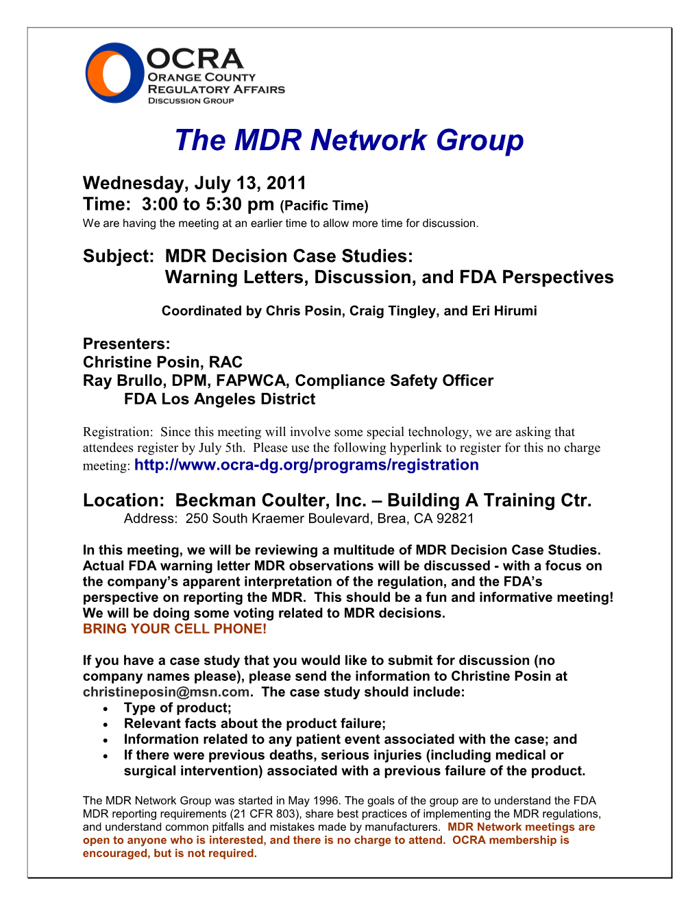 The MDR Network Group