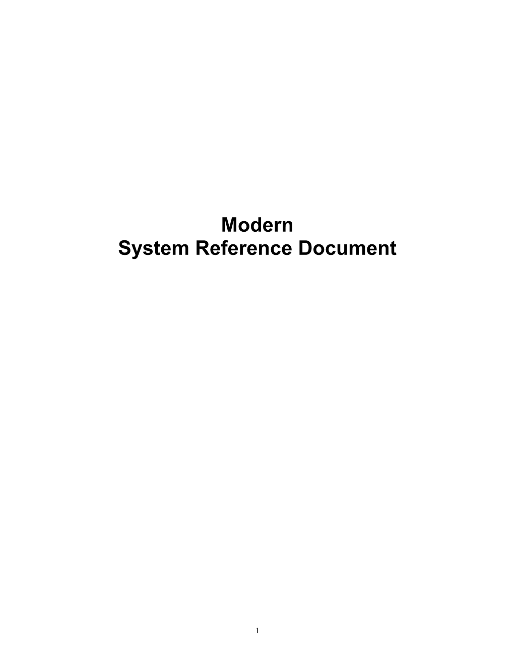 System Reference Document