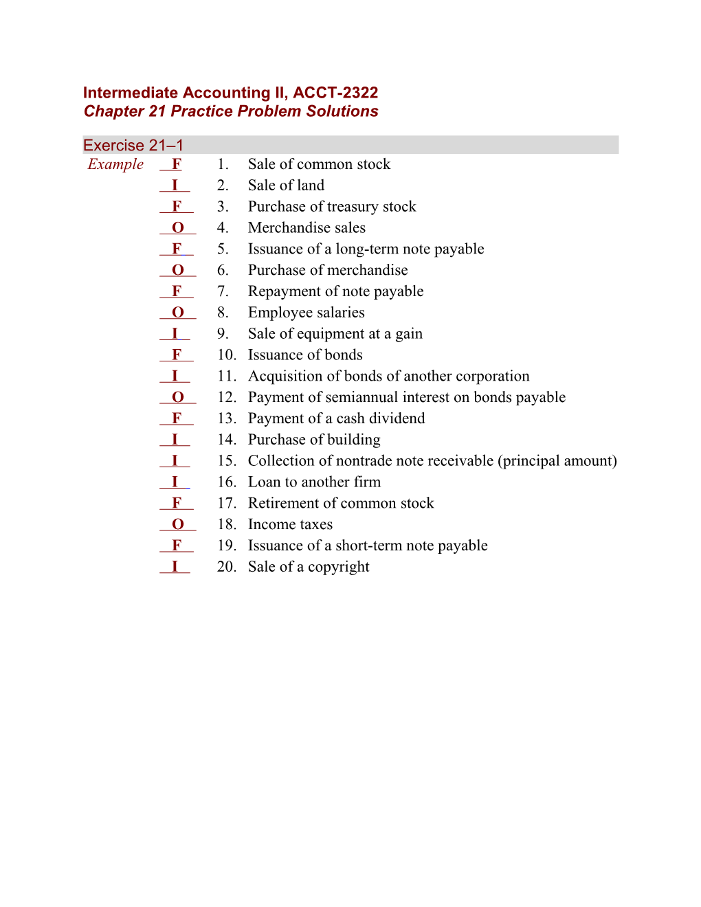 Chapter 21 Practice Problem Solutions