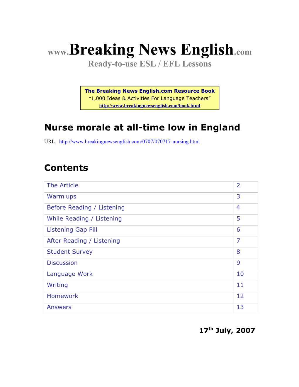Nurse Morale at All-Time Low in England