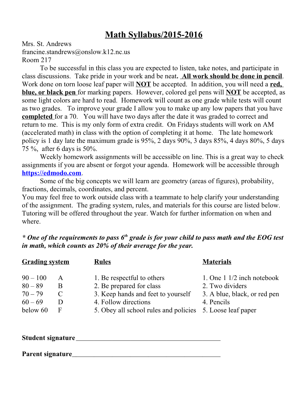 Math Syllabus/2015-2016