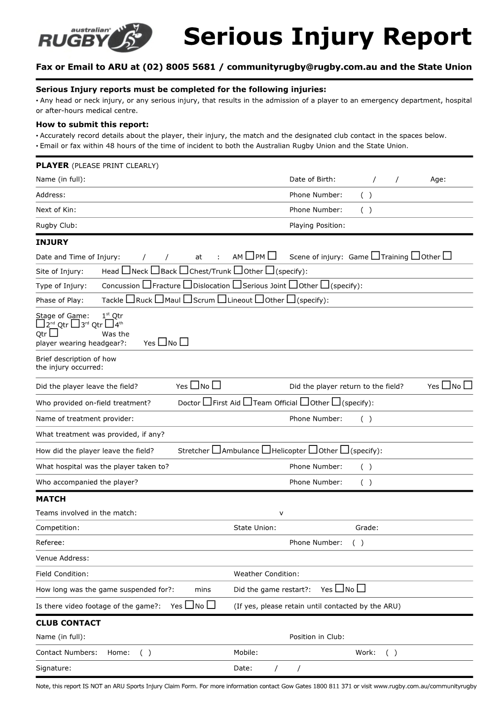 Application for Clearance To