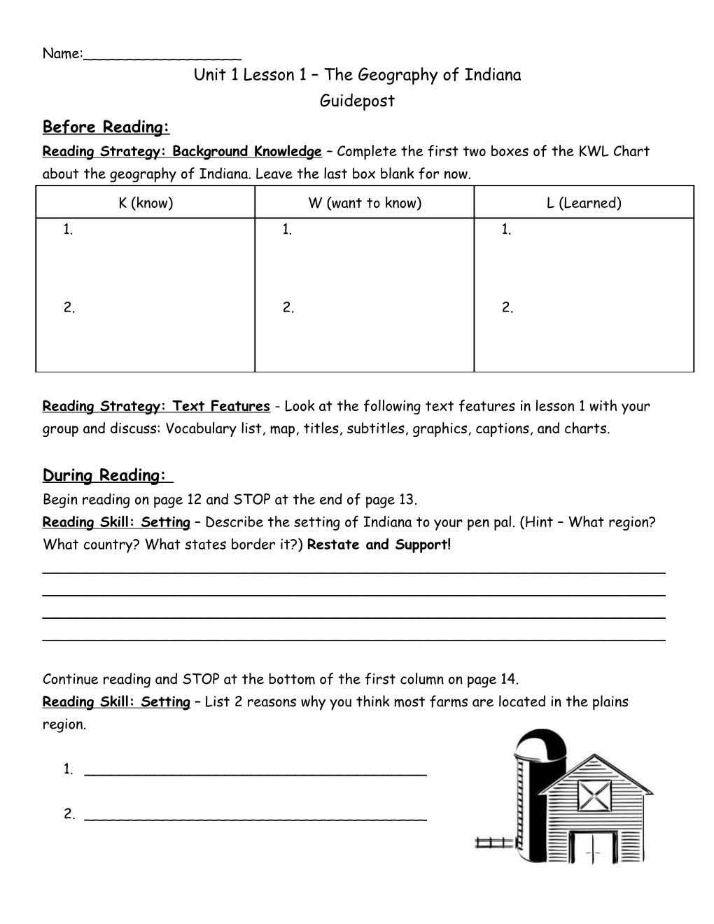 Unit 1 Lesson 1 the Geography of Indiana