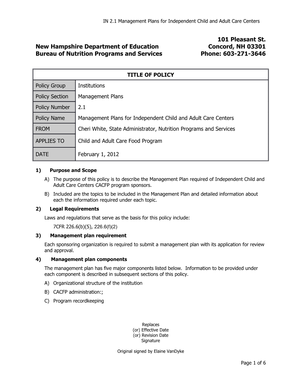 New Hampshire Department of Education Concord, NH 03301