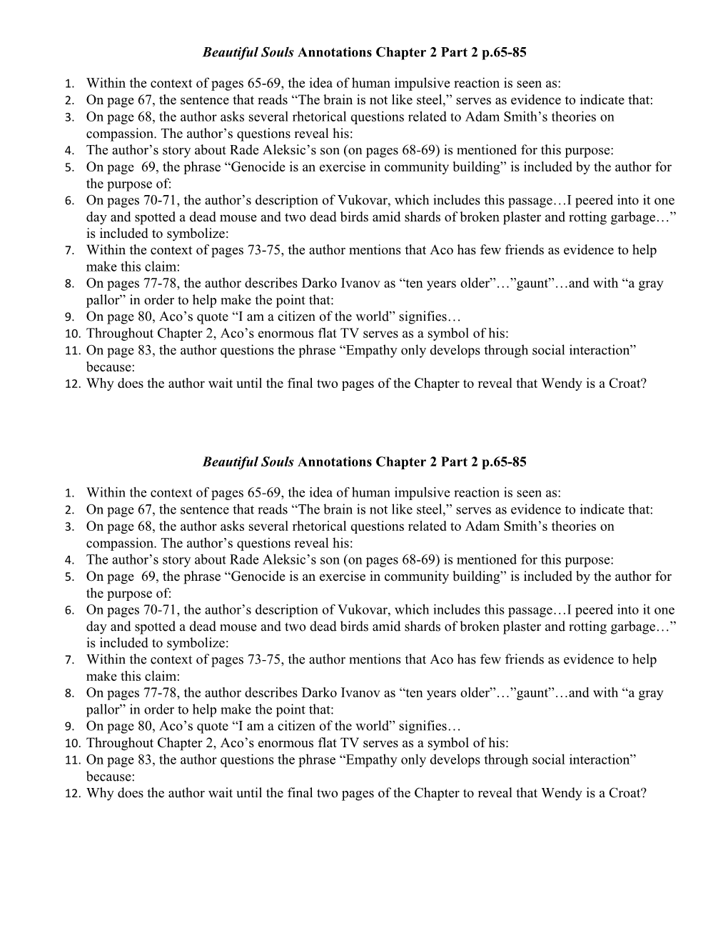 Beautiful Souls Annotations Chapter 2 Part 2 P.65-85