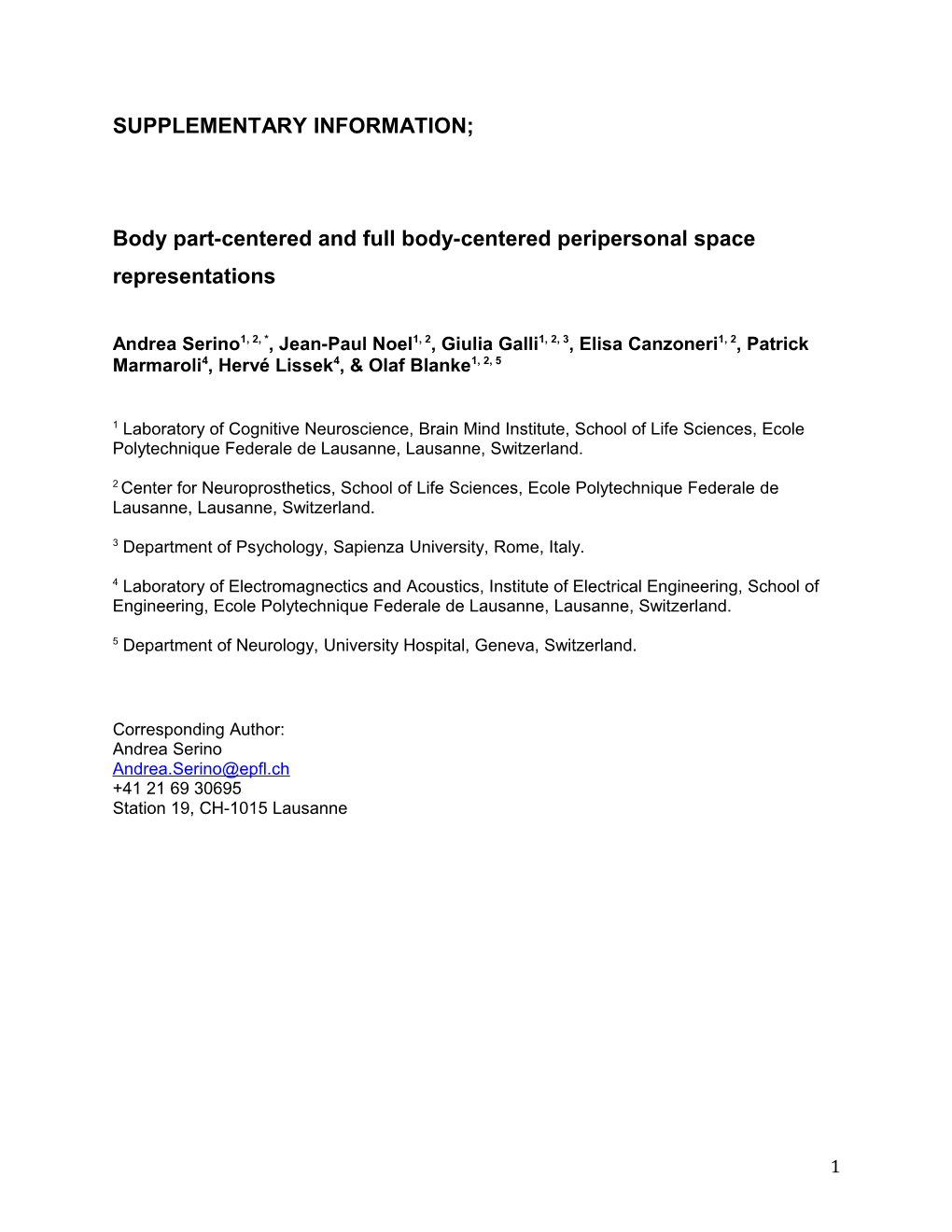 Body Part-Centered and Full Body-Centered Peripersonal Space Representations