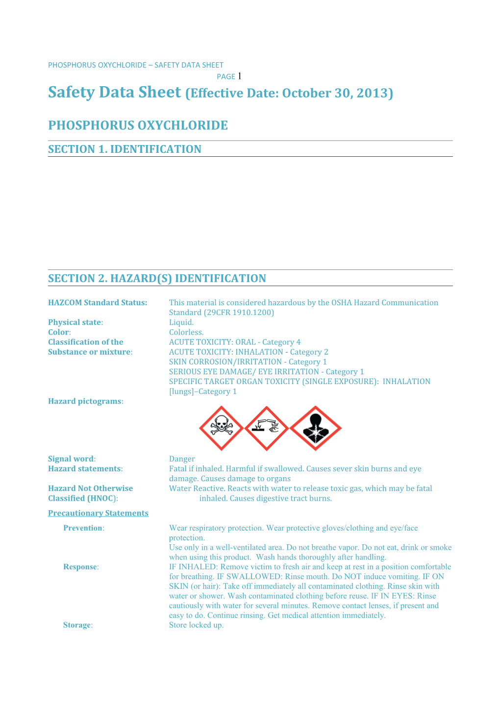 Phosphorus Oxychloride Safety Data Sheet Page 11
