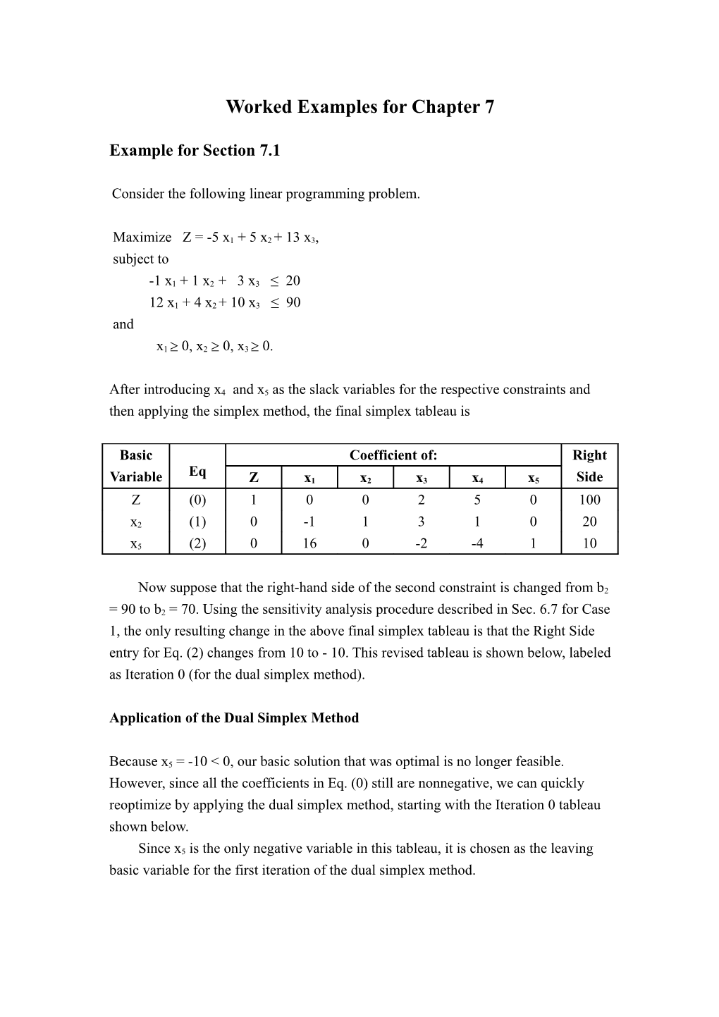 Worked Examples for Chapter 7