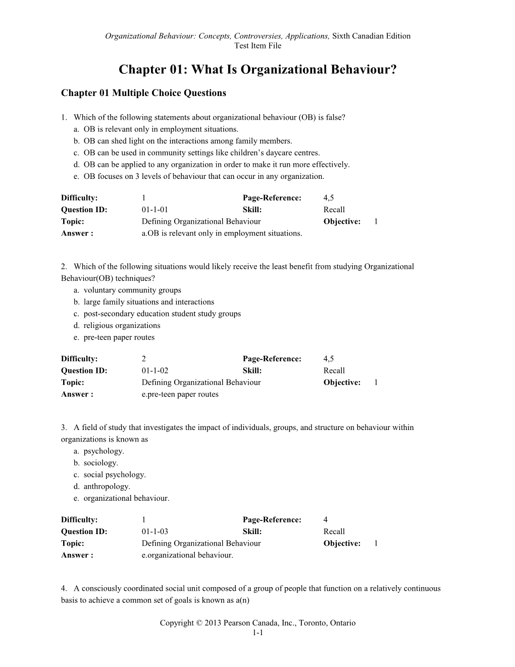 Chapter 01: What Is Organizational Behaviour?