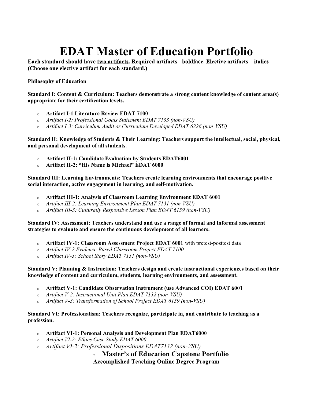 EDAT Master of Education Portfolio