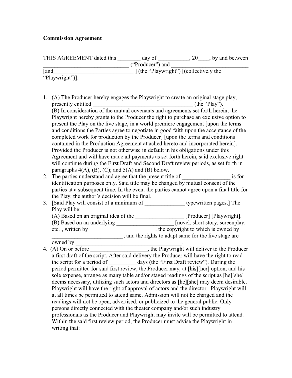 Form 9 Commission Agreement FORM HEAD