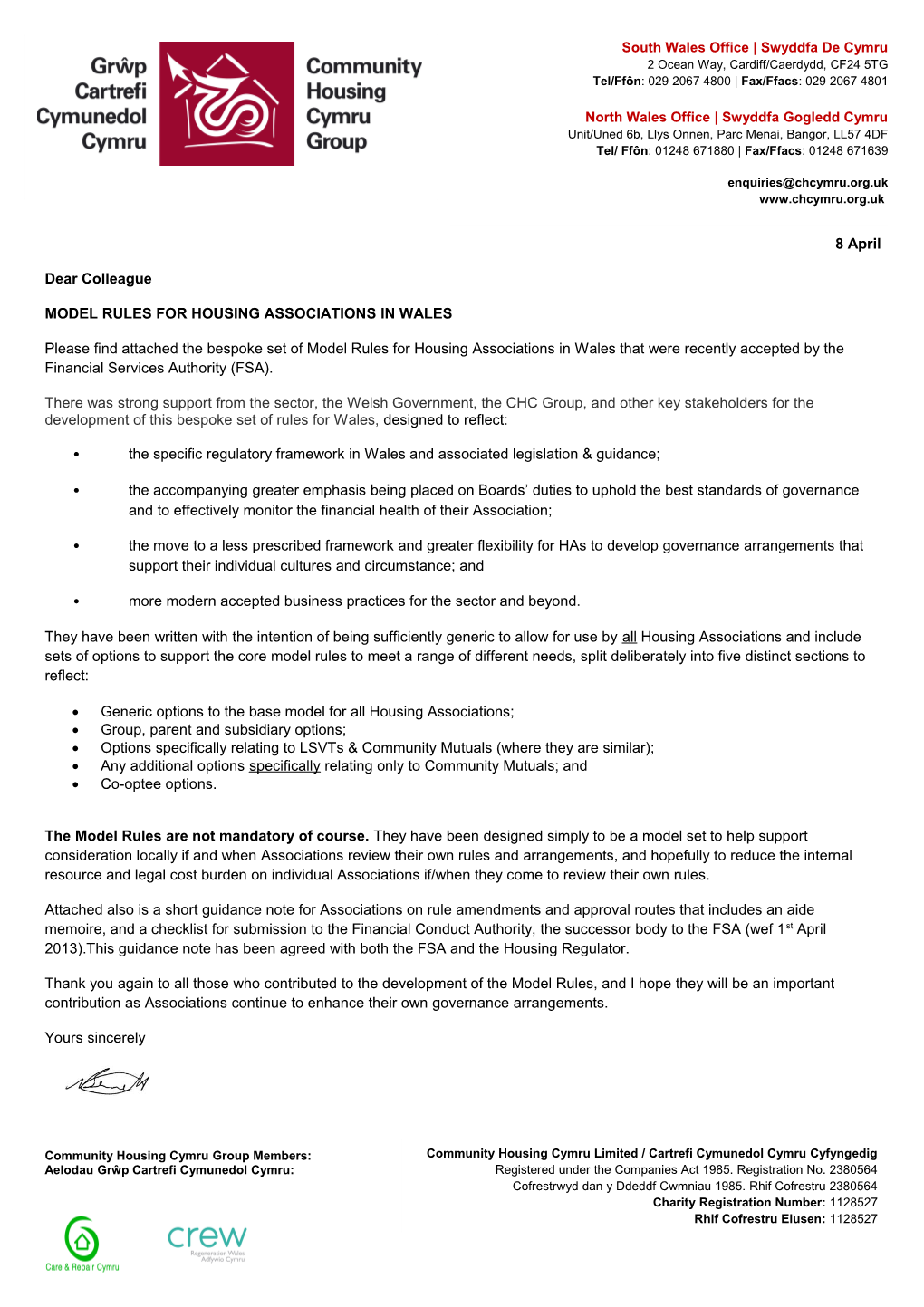 Model Rules for Housing Associations in Wales