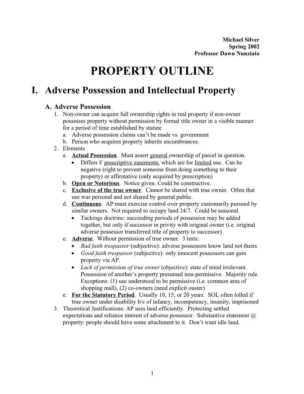 I. Adverse Possession and Intellectual Property
