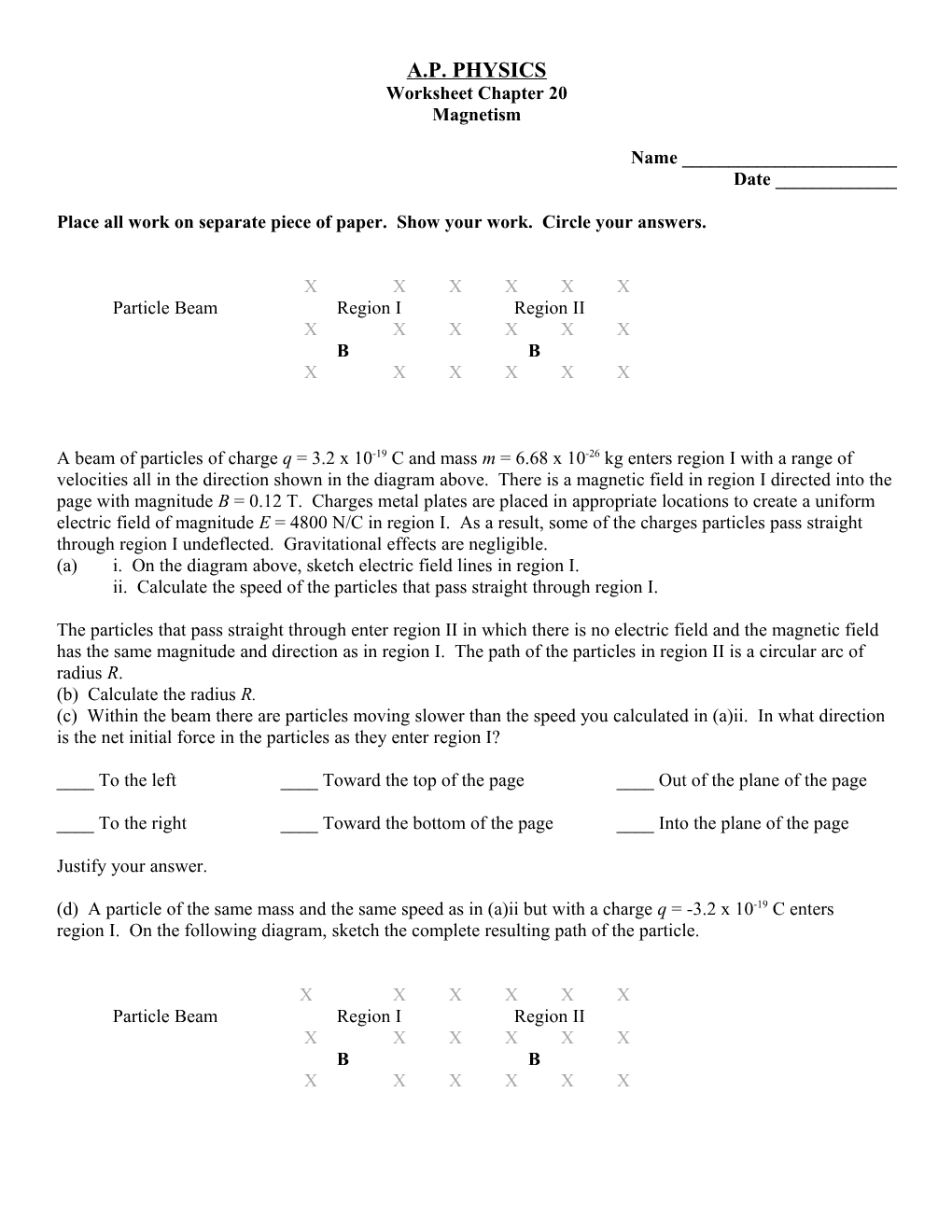 Worksheet Chapter 20