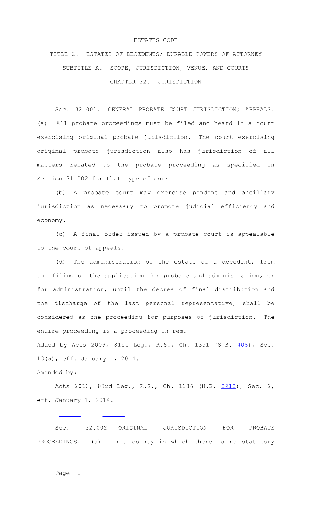 Subtitle A. Scope, Jurisdiction, Venue, and Courts