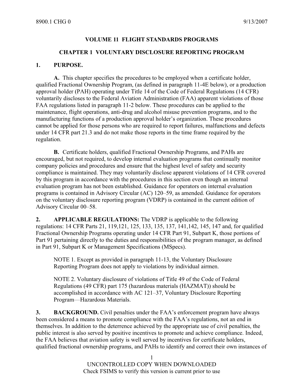 Chapter 1VOLUNTARY DISCLOSURE REPORTING PROGRAM