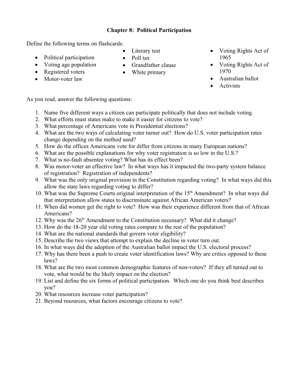 Chapter 8: Political Participation