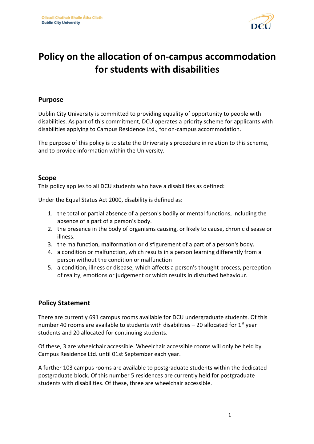 DCU Policy Template - Draft