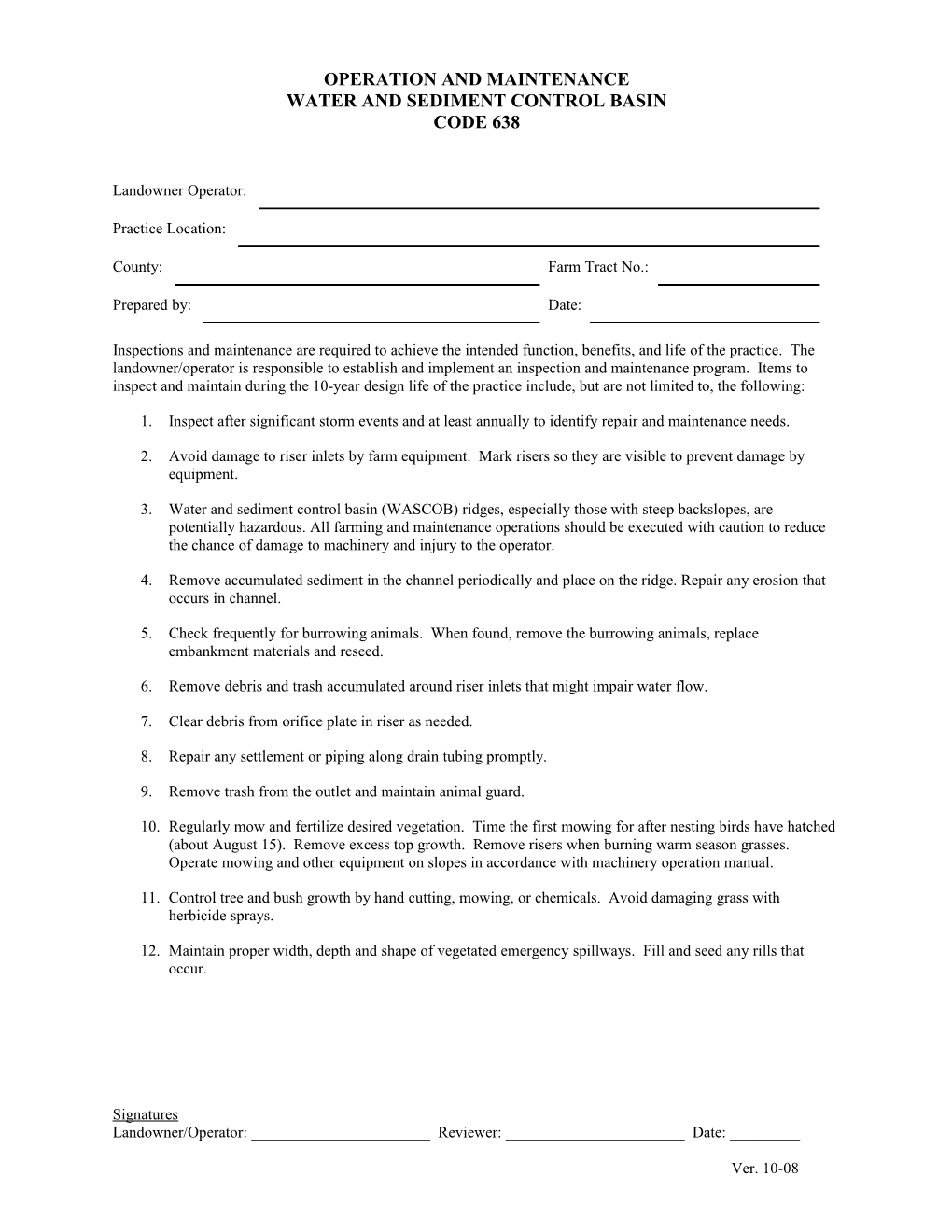 Water and Sediment Control Basin