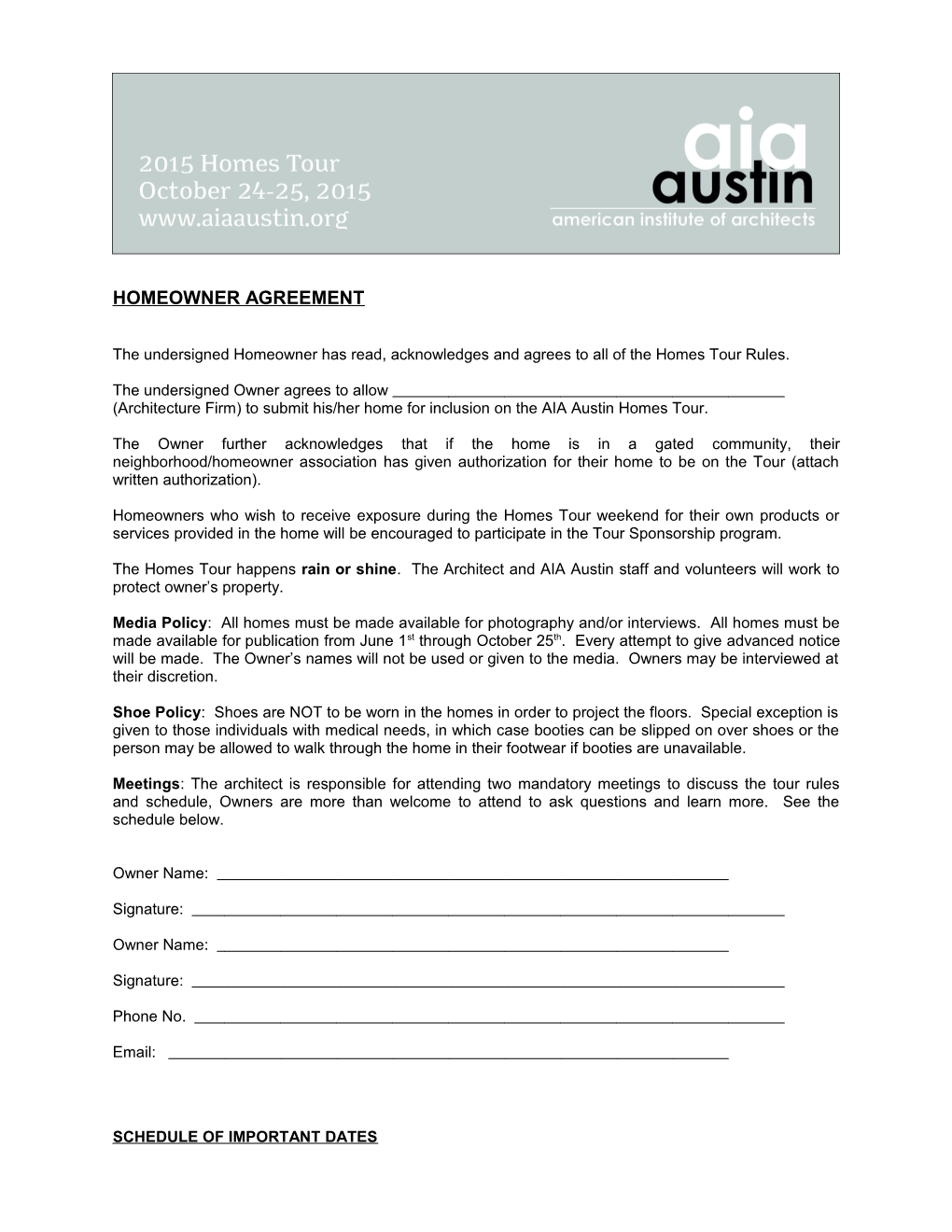 Homeowner Agreement