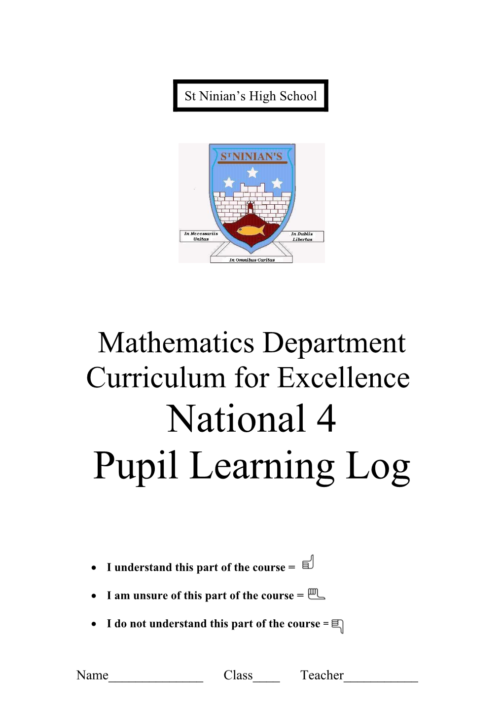 Mathematics Department Curriculum for Excellence