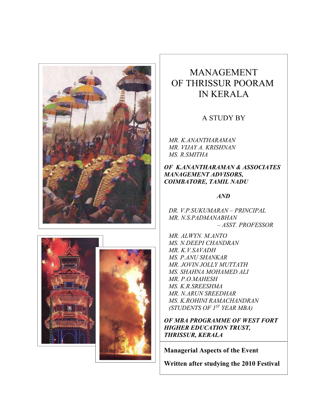 Thrissur Pooram an Event Management Case