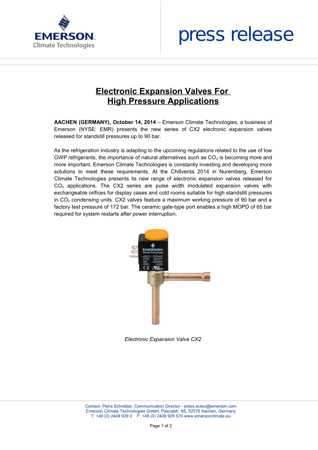 Electronic Expansion Valves for High Pressure Applications