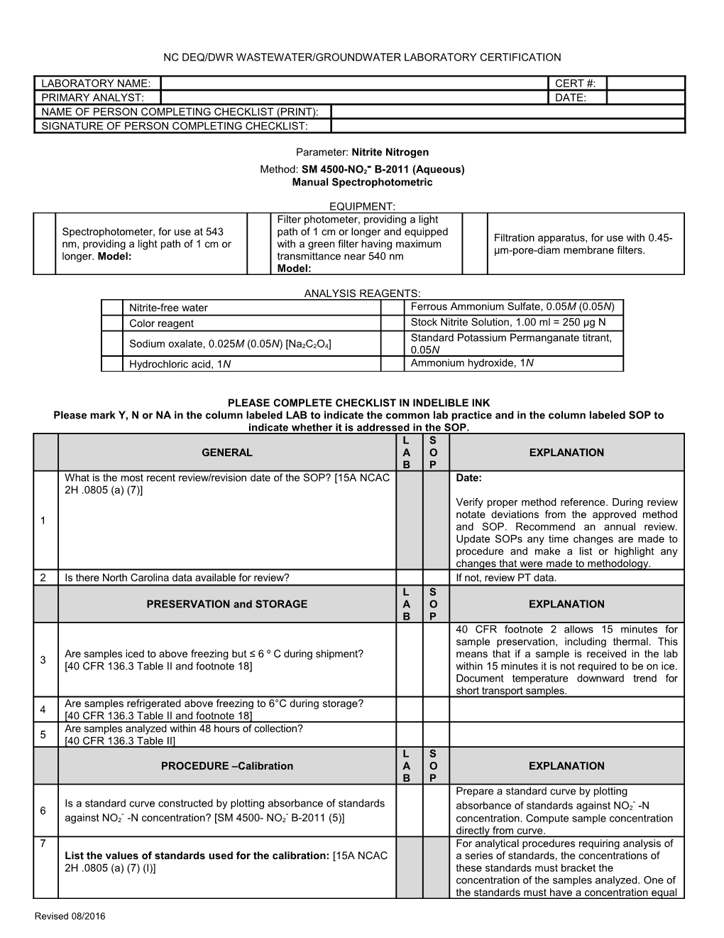 Nc Denr/Dwq Laboratory Certification s2