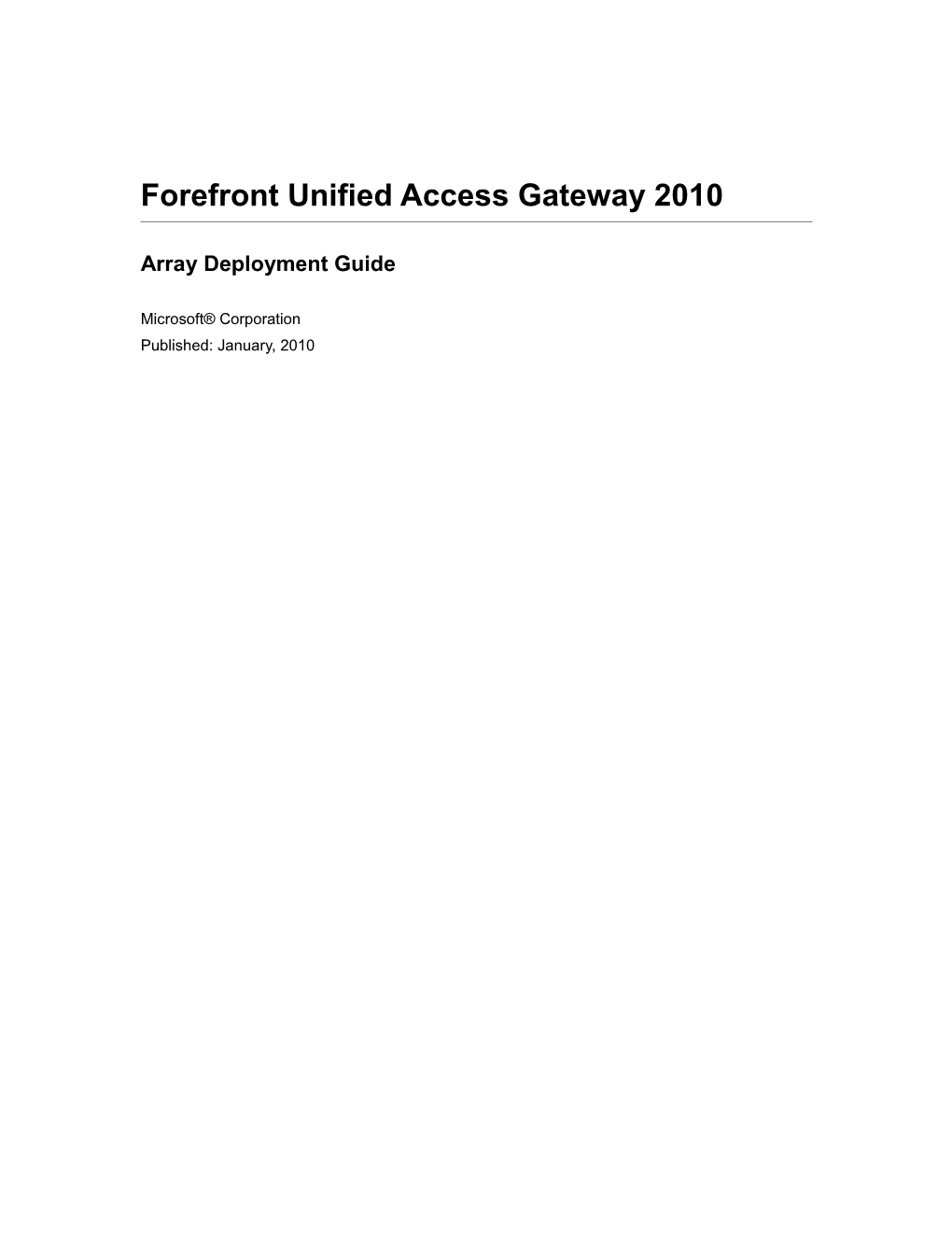 Forefront Unified Access Gateway 2010