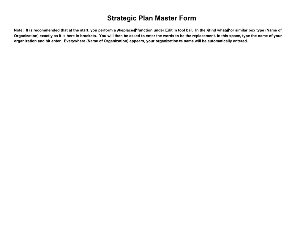 (Name of Organization) Strategic Planning Documents