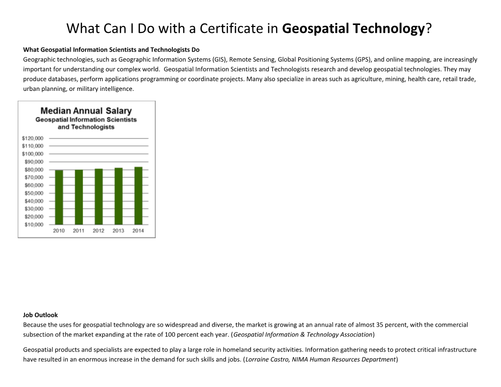What Can I Do with a Certificate in Geospatial Technology ?