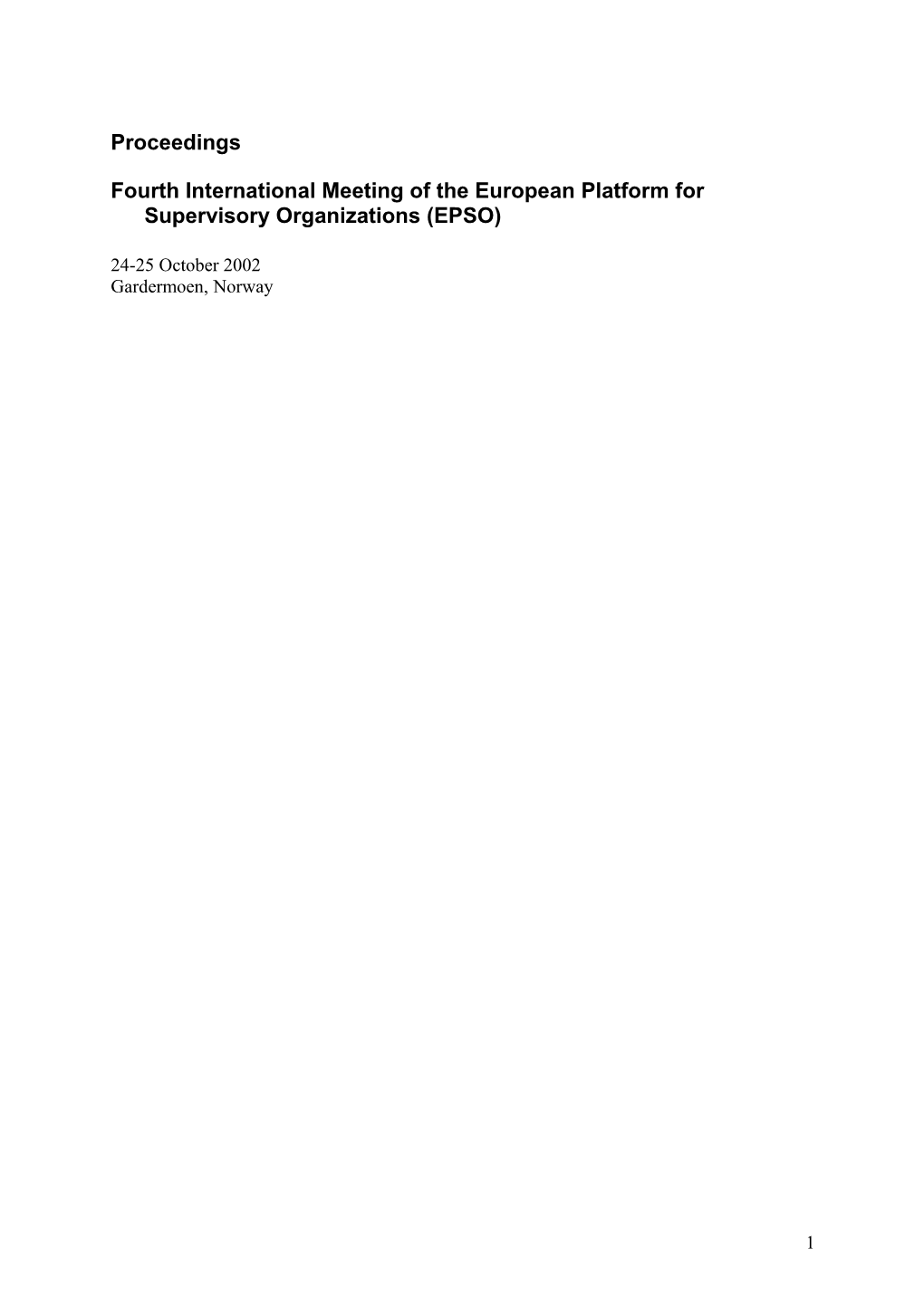 European Platform for Supervisory Organisations (EPSO)