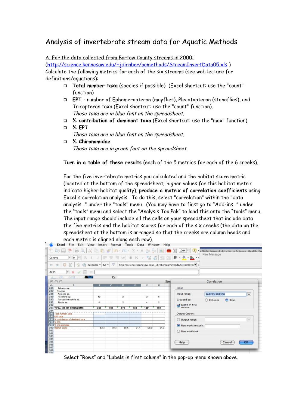 For the Chironomid Data Only, Calculate the Mean and Standard Deviation Each Site (Riffle