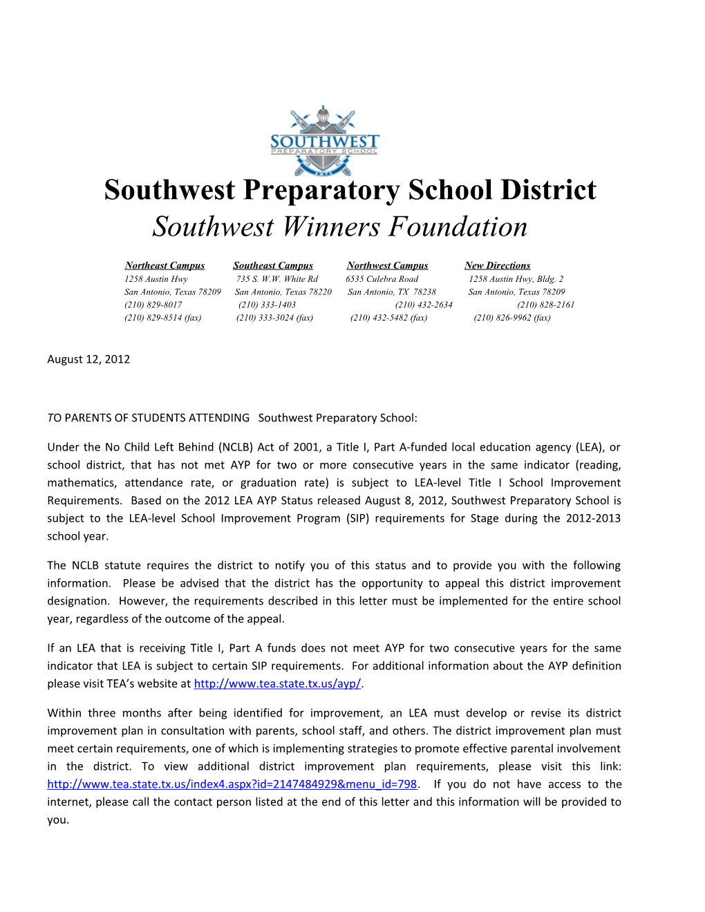Southwest Preparatory School District