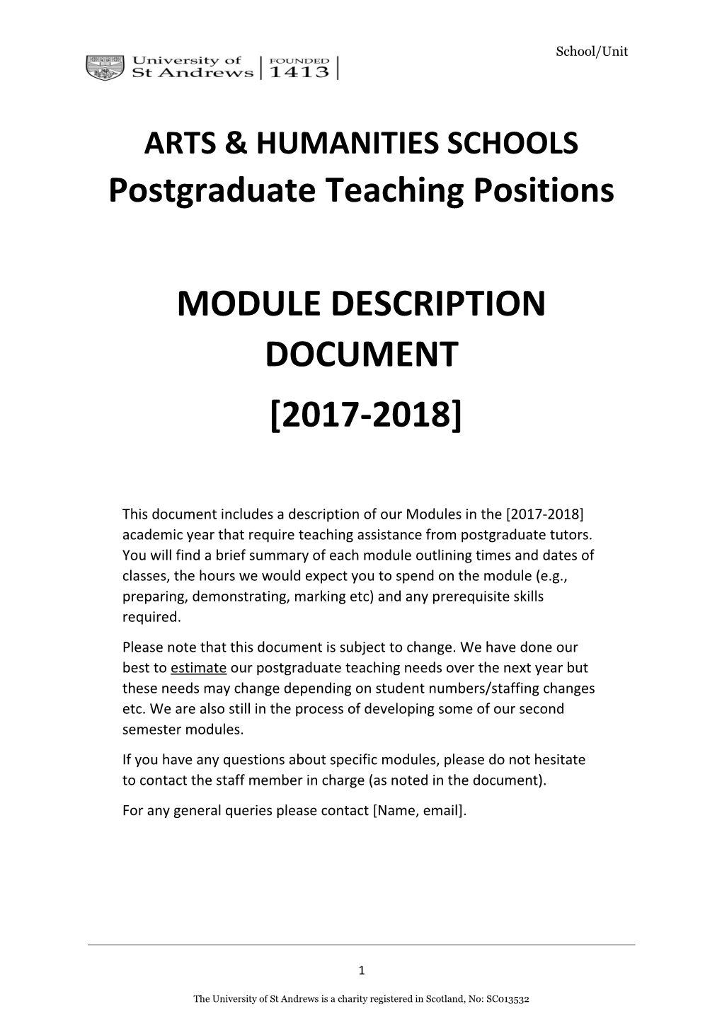 Arts & Humanities Schoolspostgraduate Teaching Positions