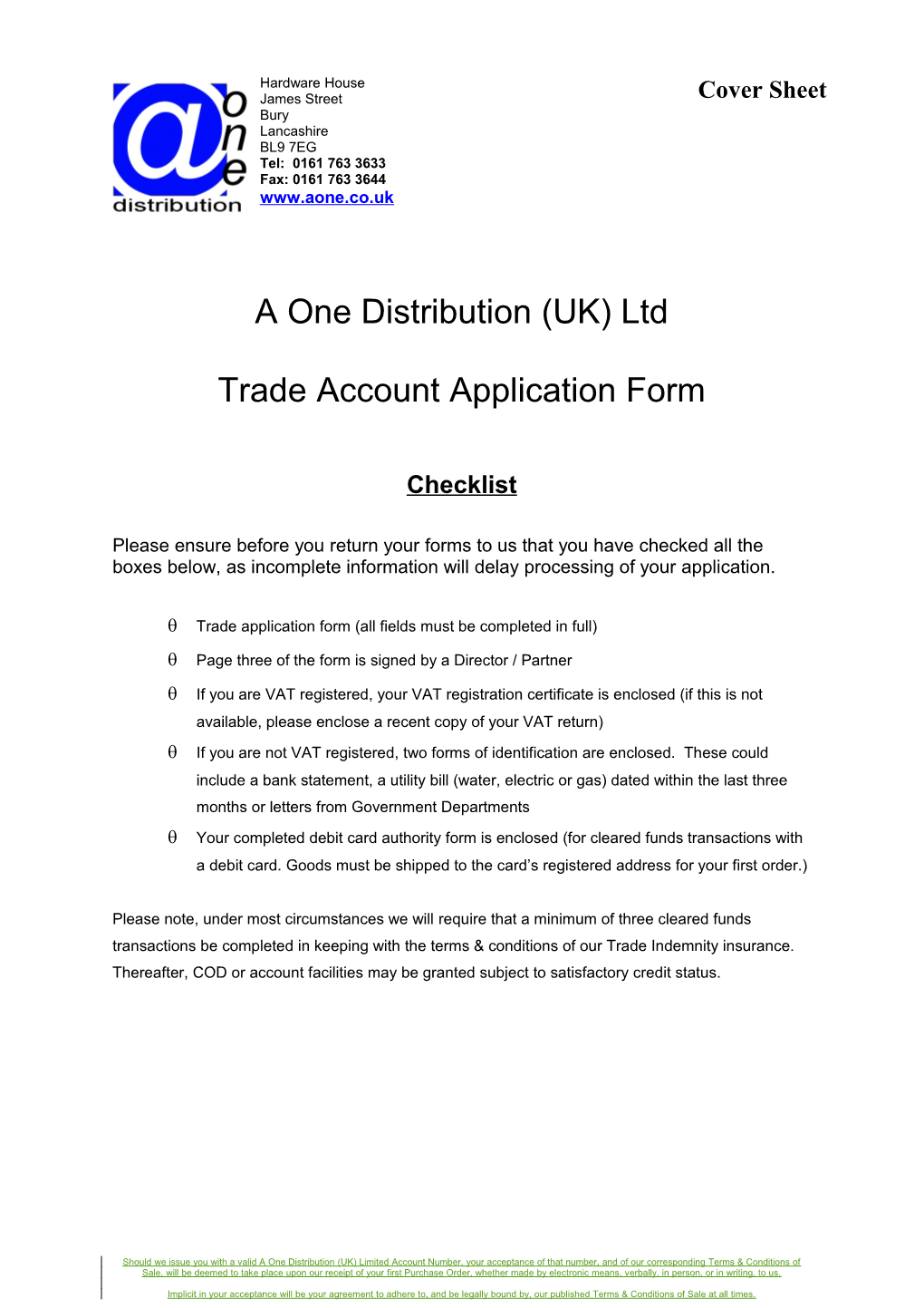 Trade Account Application Form