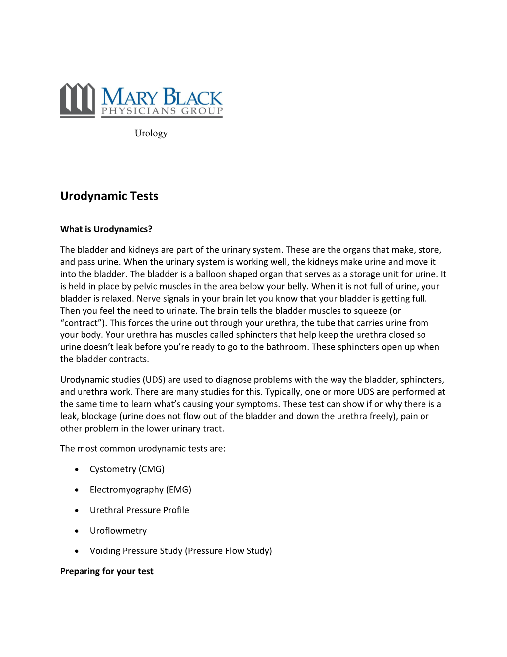 Urodynamic Tests