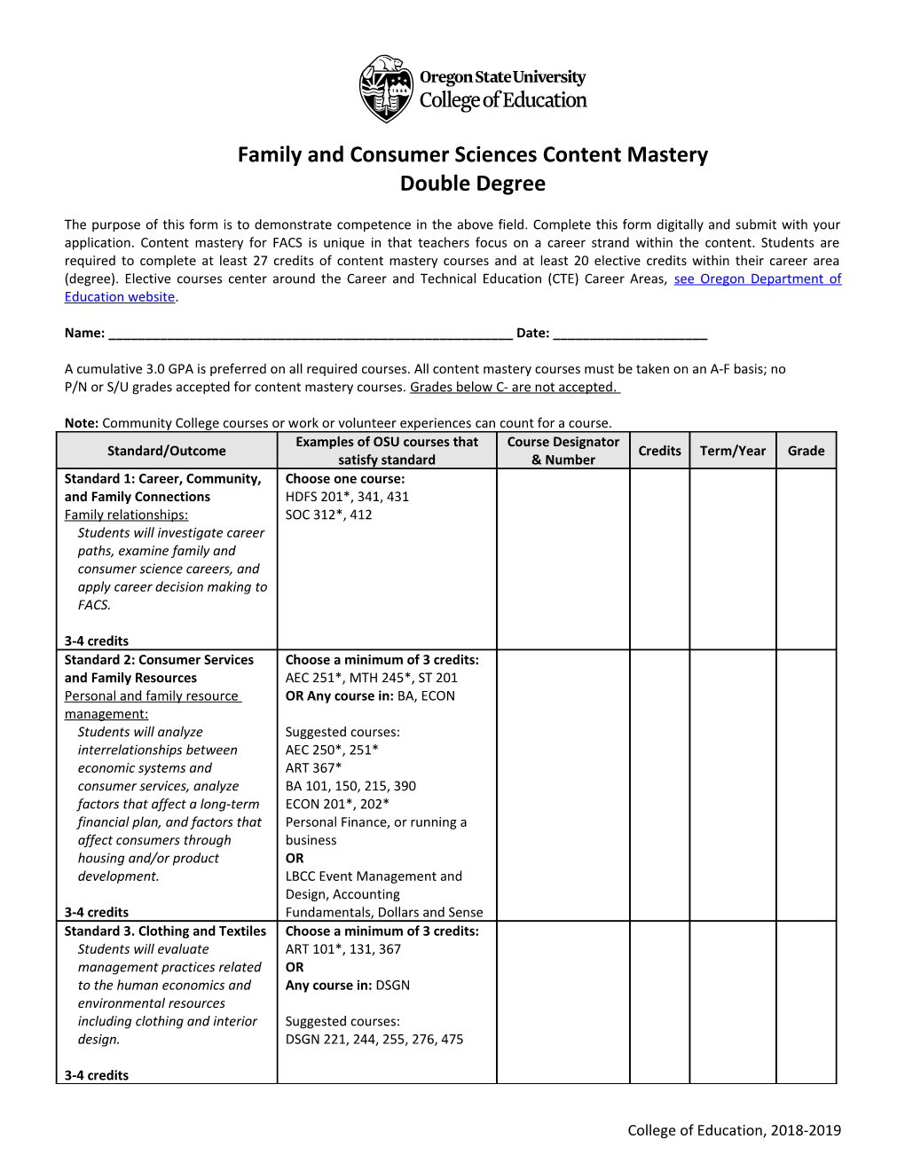 Family and Consumer Sciences Content Mastery