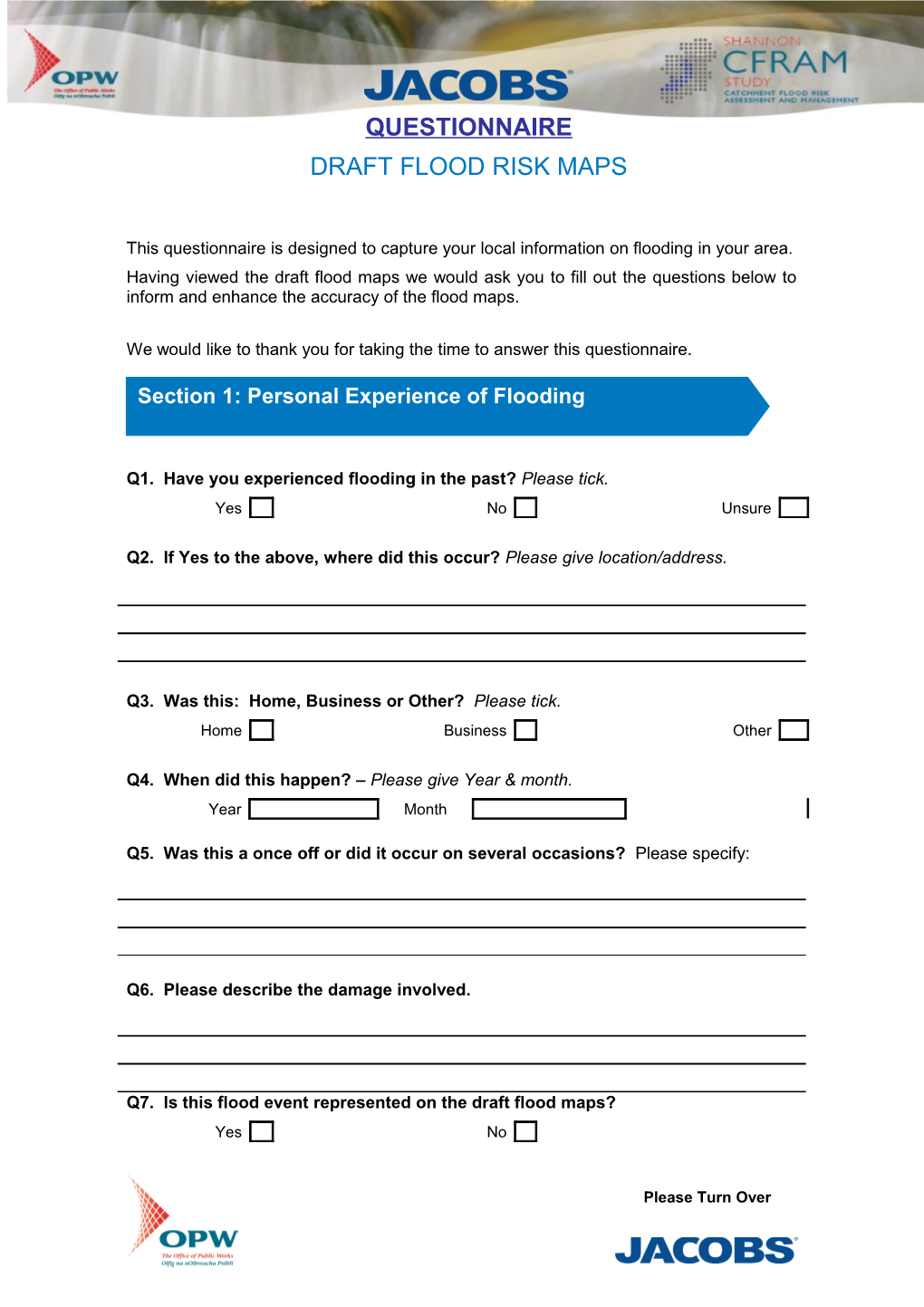 CFRAM Questionnaire DRAFT