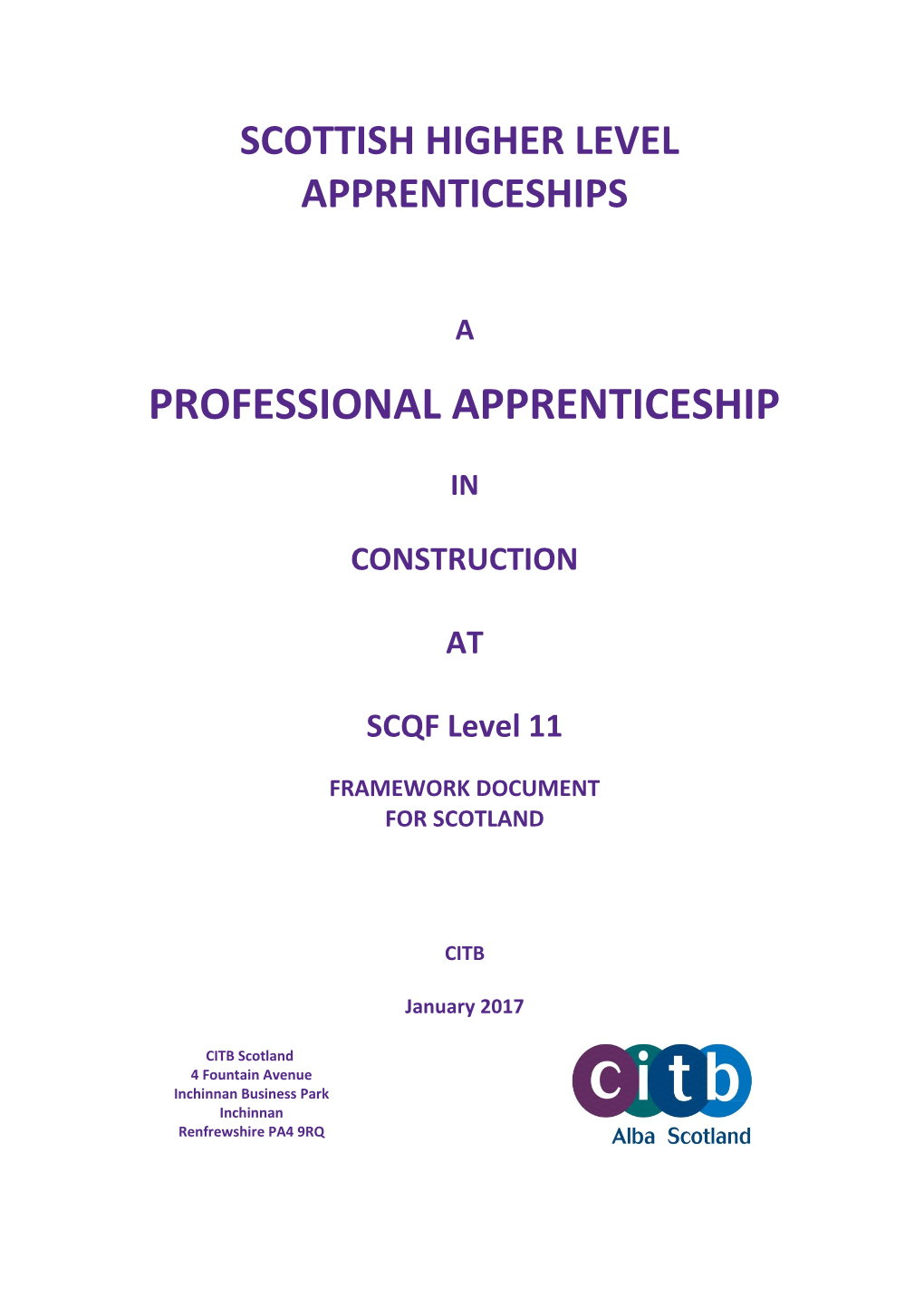 Scottish Professional Apprenticeships Construction at SCQF Level 11