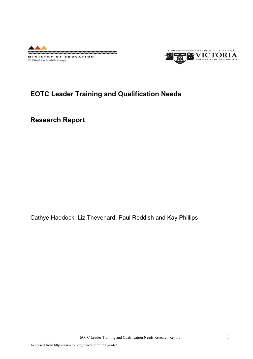EOTC Leader Training and Qualification Needs